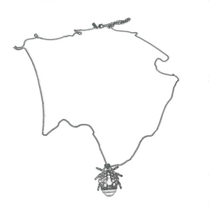 silver rhinestone beatle necklace